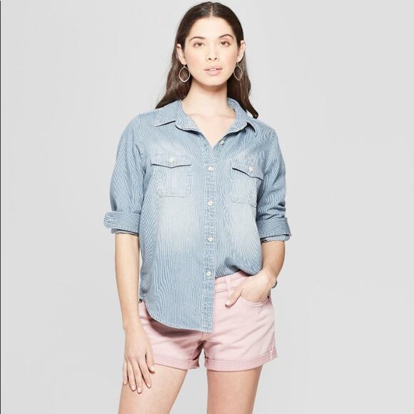 Universal thread striped long sleeve labette denim - Picture 2 of 7